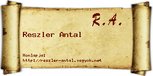 Reszler Antal névjegykártya